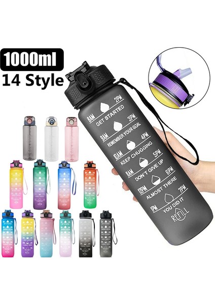 C-Green 1000 ml 1 Litre Su Şişesi Motivasyon Spor Su Şişesi Sızdırmaz Içme Şişeleri Açık Seyahat Spor Salonu Fitness Mutfak Için Sürahiler (Yurt Dışından) indirimleri