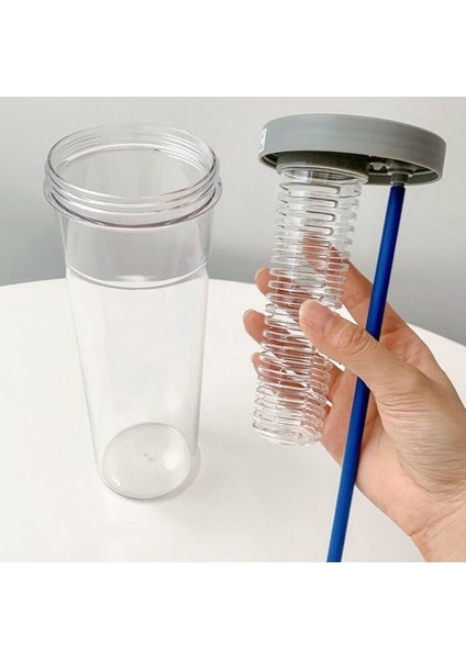 Pembe 700ML Yaratıcılık Meyve Filtresi Su Pipetli Şişe Plastik Açık Su Bardağı Okul Su Şişesi Seyahat Spor Drinkware Meyve Suyu Bardağı (Yurt Dışından)