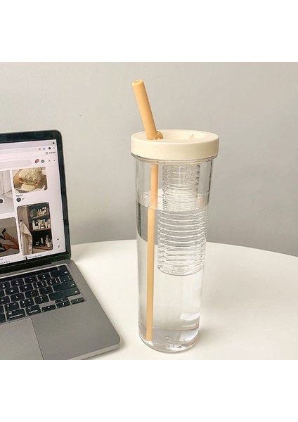 Pembe 700ML Yaratıcılık Meyve Filtresi Su Pipetli Şişe Plastik Açık Su Bardağı Okul Su Şişesi Seyahat Spor Drinkware Meyve Suyu Bardağı (Yurt Dışından)