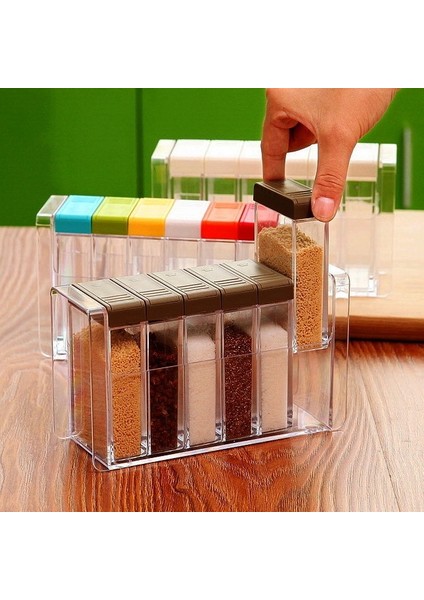 Ge Zi Bai 6 Adet-Şeffaf Baharat Kavanoz Seti Tuz ve Biber Baharat Şişesi Renkli Kapaklı Mutfak Çeşni Şişe Saklama Kabı Tabanı (Yurt Dışından) fırsatları