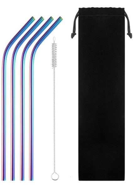 Renkli E Mutfak Aksesuarları Gadget Yeniden Kullanılabilir 304 Paslanmaz Çelik Pipet Metal Içecekler Bardak Pipet Temiz Fırça ile Cozinha Criativa (Yurt Dışından)