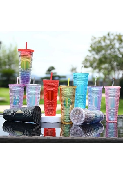 Temizle Kırmızı 710ML Kaliteli Mat Kaplama Çift Duvar Diy 700ML 710ML 22OZ 24OZ Plastik Çivili Durian Fincan Saman Bardak Tumblers Kendi Logo Etiketi ile (Yurt Dışından)