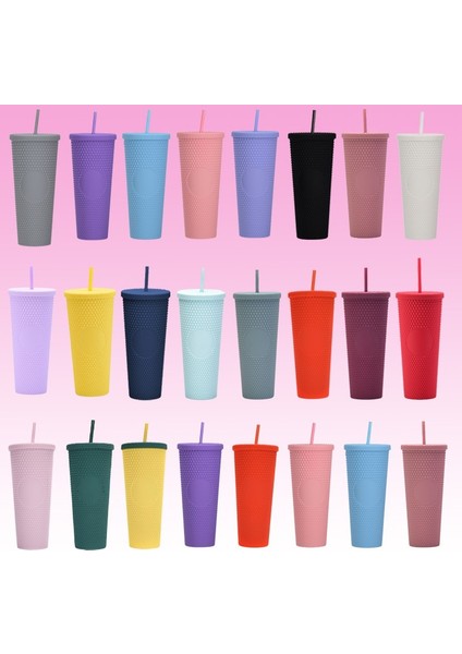 Temizle Kırmızı 710ML Kaliteli Mat Kaplama Çift Duvar Diy 700ML 710ML 22OZ 24OZ Plastik Çivili Durian Fincan Saman Bardak Tumblers Kendi Logo Etiketi ile (Yurt Dışından)