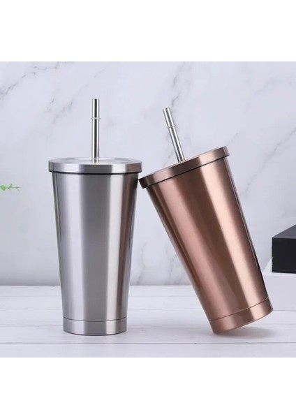 06 500ML 380/500/820ML Paslanmaz Çelik Hasır Bardak Kahve Kupa Reusabletravel Taşınabilir Su Bardağı Ev Kapaklı Içme Drinkware Hediye (Yurt Dışından)