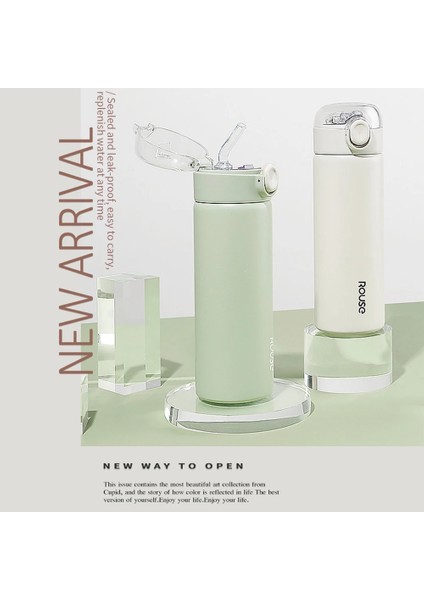 06 500ML 380/500/820ML Paslanmaz Çelik Hasır Bardak Kahve Kupa Reusabletravel Taşınabilir Su Bardağı Ev Kapaklı Içme Drinkware Hediye (Yurt Dışından)