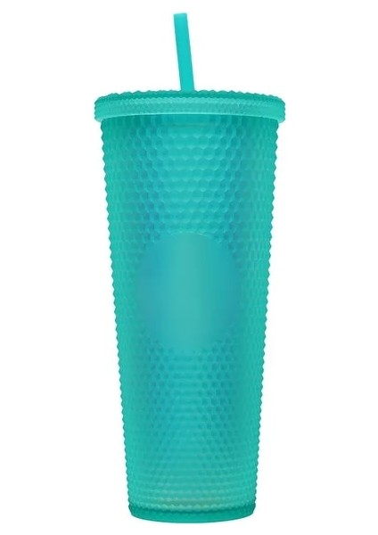Sis Yeşili 24 Oz Elmas Saman Kapaklı Bardak Büyük Kapasiteli Su Şişesi Bpa Ücretsiz Akrilik Çivili Yalıtımlı Su Kahve Fincanı Seyahat Kupa (Yurt Dışından)
