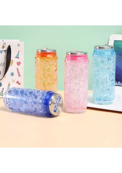Bir 450ML 450ML Plastik Kola Su Şişesi Çift Katmanlı Ezilmiş Buz Pipetli Bardak Yaratıcı Kola Kutusu Bardak Düğün Parti Için (Yurt Dışından) modelleri