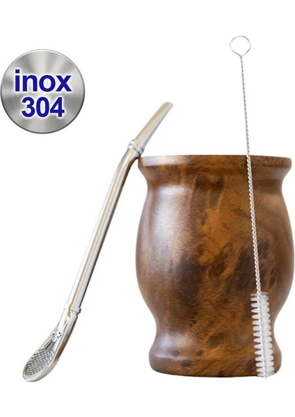 Koyu Mavi 8 Oz 8 Oz Çay Yerba Mate Kupası 304 Inox Çift Duvar Yalıtımlı Vakum Paslanmaz Çelik Mate Saman Çay Kaşık Fırçalı Kahve Seti Bombilla (Yurt Dışından) fiyatları