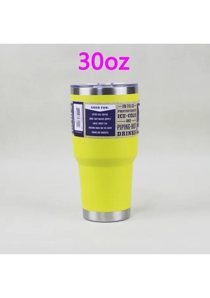 30OZ Sarı 30 Oz Bardak Çift Duvarlı Su Termal Termos Kahve Kupa Yetys Mataralar Paslanmaz Çelik Termoslar 30OZ Şişe Manyetik Kapaklar (Yurt Dışından)