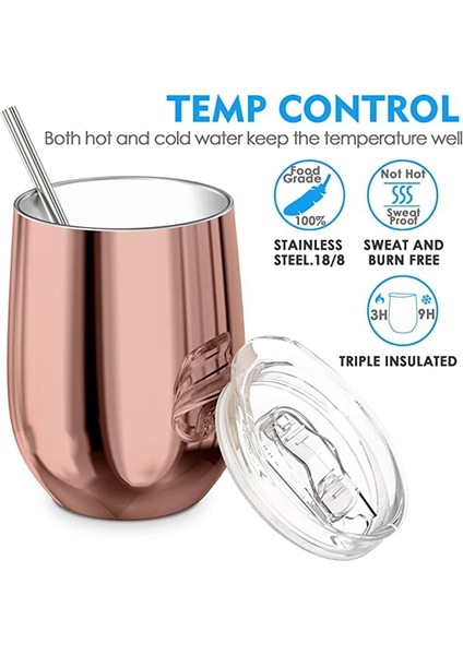 O 12OZ 12OZ Şarap Tumbler Metal Saman ve Fırça ile Paslanmaz Çelik Su Şişesi Seyahat Kahve Kupaları Yumurta Şekilli Bardak Prarty Hediye Için (Yurt Dışından)