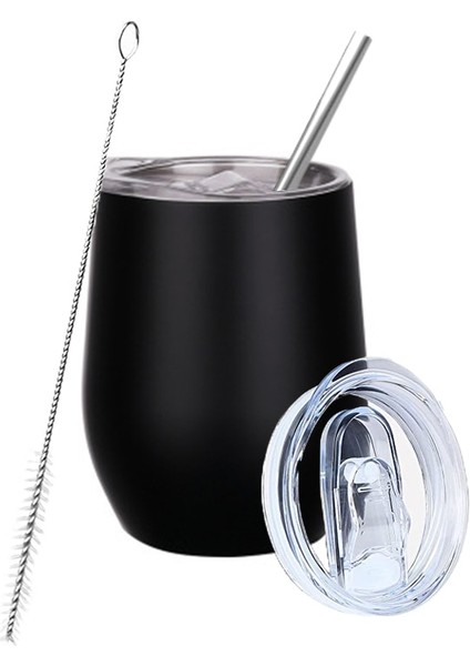 O 12OZ 12OZ Şarap Tumbler Metal Saman ve Fırça ile Paslanmaz Çelik Su Şişesi Seyahat Kahve Kupaları Yumurta Şekilli Bardak Prarty Hediye Için (Yurt Dışından)