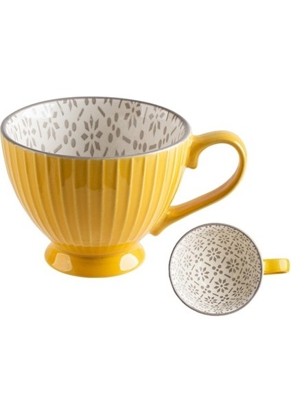 F Gızılı Seramik Kupalar Kahve Fincanı Kahvaltı Gevreği Sevimli Seramik Bardak Süt Ev Büyük Kapasiteli Yulaf Ezmesi Kupa Drinkware Ev Dekor (Yurt Dışından)