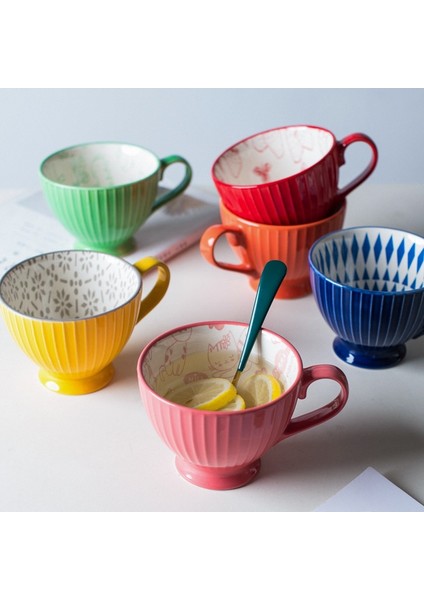 F Gızılı Seramik Kupalar Kahve Fincanı Kahvaltı Gevreği Sevimli Seramik Bardak Süt Ev Büyük Kapasiteli Yulaf Ezmesi Kupa Drinkware Ev Dekor (Yurt Dışından) fırsatları