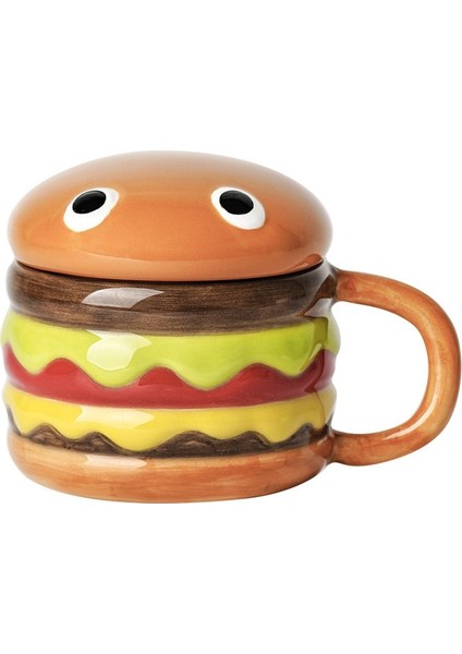 300 ml 300 ml Seramik Bardak Yaratıcı Hamburger Kahve Fincanı Sevimli Karikatür Çocuk Kupa Kahvaltı Yulaf Ezmesi Süt Kapaklı Bardaklar Ev Bardaklar (Yurt Dışından)