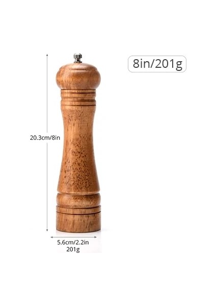 M (8 Inç) Konco Ahşap Karabiber Değirmeni, Güçlü Ayarlanabilir Seramik Değirmeni ile Tuz ve Karabiber Değirmeni El Çalkalayıcı Baharat Öğütücüler Mutfak Aracı (Yurt Dışından)
