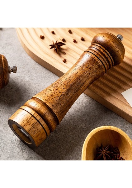 M (8 Inç) Konco Ahşap Karabiber Değirmeni, Güçlü Ayarlanabilir Seramik Değirmeni ile Tuz ve Karabiber Değirmeni El Çalkalayıcı Baharat Öğütücüler Mutfak Aracı (Yurt Dışından)