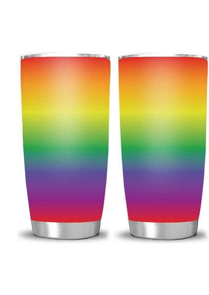 Stil 7 20 Oz Renkli Gökkuşağı Desen Bardak Yalıtımlı Kapaklı Paslanmaz Çelik Termos Kahve Süt Bira Seyahat Kupa Çift Duvar (Yurt Dışından) modelleri