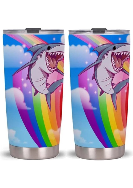 Stil 7 20 Oz Renkli Gökkuşağı Desen Bardak Yalıtımlı Kapaklı Paslanmaz Çelik Termos Kahve Süt Bira Seyahat Kupa Çift Duvar (Yurt Dışından) fırsatları