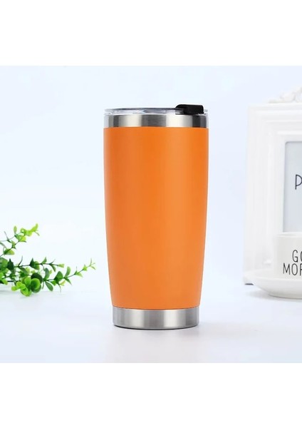 Turuncu 1 Adet 1/2/5 Adet 20 Oz Paslanmaz Çelik Şarap Bardakları Kapaklı Mat Sıska Bardak Çift Duvar Yalıtımlı Su Kahve Bardağı Bardak (Yurt Dışından)