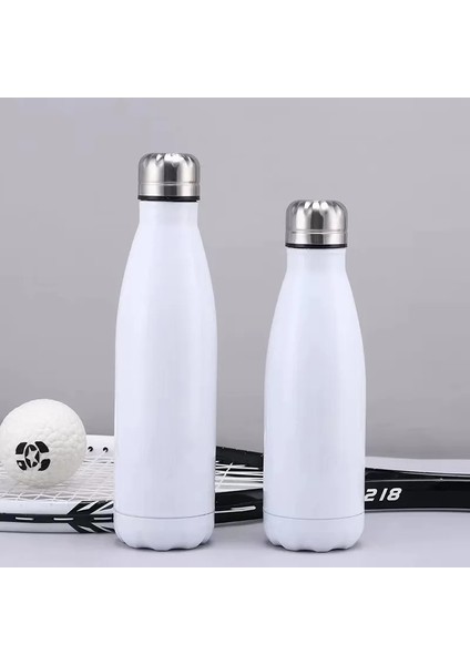 Beyaz 500ML 350/500ML Su Şişesi Süblimasyon Boş Spor Su Şişeleri Paslanmaz Çelik Termos Çift Duvar Termos Kola Şekli Şişe (Yurt Dışından)