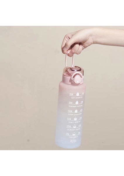 Pembe Şeffaf 1 Litre Su Şişesi Zaman Ölçeği ile Fitness Açık Spor Su Pipetli Şişeler Buzlu Sızdırmaz Motivasyon Spor Bardak (Yurt Dışından) indirimleri