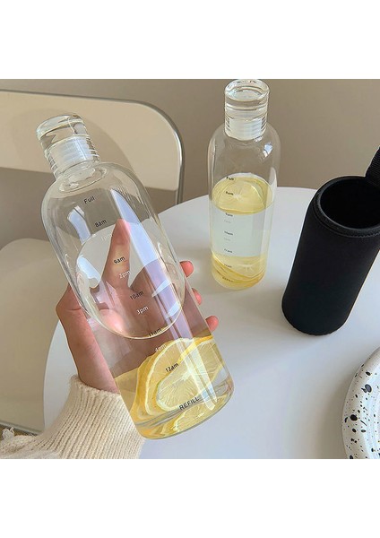 Gri B 1 Adet 500 ML/700 ml Pc Plastik Büyük Kapasiteli Spor Su Şişesi Sızdırmazlık Zaman Işareti ile Kadınlar Için Noel Hediyeleri (Yurt Dışından)