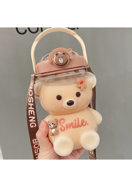 A-Çıkartması ile 1400 ml 1000/1400 ml Kawaii Su Şişesi Seyahat Ayı Su Isıtıcısı Spor Içme Kupa Kız Açık Şişe Büyük Kapasiteli Bardak Pipetli Şişe (Yurt Dışından)