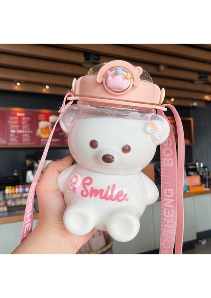A-Çıkartması ile 1400 ml 1000/1400 ml Kawaii Su Şişesi Seyahat Ayı Su Isıtıcısı Spor Içme Kupa Kız Açık Şişe Büyük Kapasiteli Bardak Pipetli Şişe (Yurt Dışından)