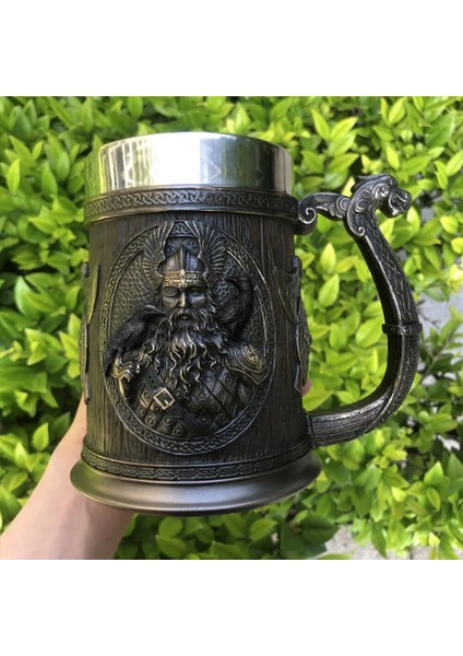 600 ml B Gösterisi Olarak Iskandinav Mitolojisinde Odin ve Thor Viking Bira Kupa Stein Tankard Paslanmaz Çelik Astar ile Iskandinav Geleneği Kahve Kupa Içecek Fincan 20O (Yurt Dışından)