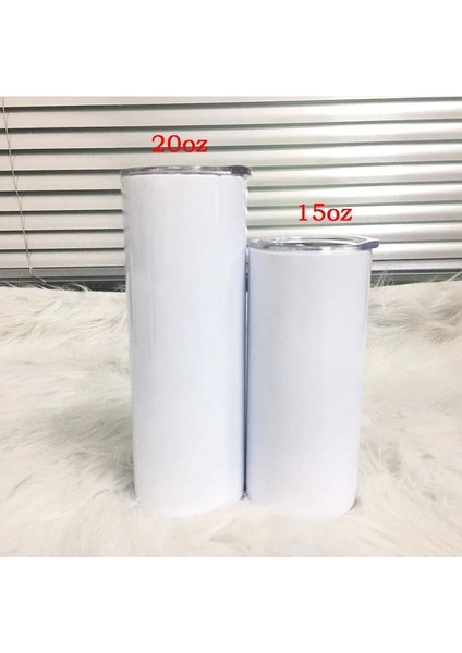 Beyaz Boş 15OZ Dıy Yaratıcı 15OZ Düz Sıska Bardak Mühürlü Kapaklı ve Saman Isı Transferi Için Su Bardağı Vakumlu Seyahat Şişesi Adam Için (Yurt Dışından)