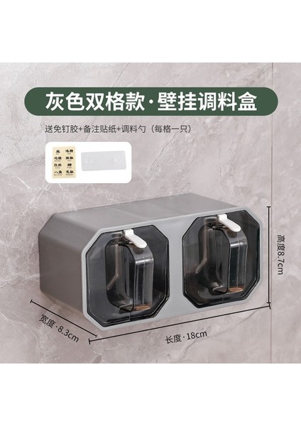 2 Izgara Gri Yeni Baharat Kutusu Seti Ev Kombine Mutfak Nem Geçirmez Plastik Kavanoz Duvara Monte Baharat Kavanozu Baharat Kavanozu Olabilir (Yurt Dışından)