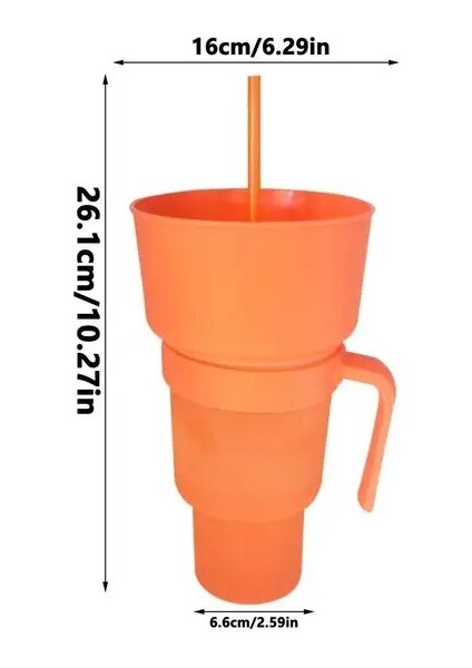 Orange1 2 In 1 Snack Pipet Şişesi Mısır Kovası Isıya Dayanıklı Snack Konteynerleri Seyahat Parkı Tiyatro Sineması Için Çok Kullanımlı Gıda Taşıyıcı (Yurt Dışından)