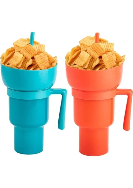 E 2 In 1 Snack Bowl Içecek Kupası Sıçramaya Dayanıklı Patlamış Mısır Içecek Kupası Kola Bardağı Snack Cup Pipetli Bardak Yetişkin Çocuk Sineması (Yurt Dışından) fiyatları