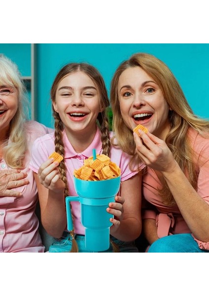 E 2 In 1 Snack Bowl Içecek Kupası Sıçramaya Dayanıklı Patlamış Mısır Içecek Kupası Kola Bardağı Snack Cup Pipetli Bardak Yetişkin Çocuk Sineması (Yurt Dışından) fırsatları