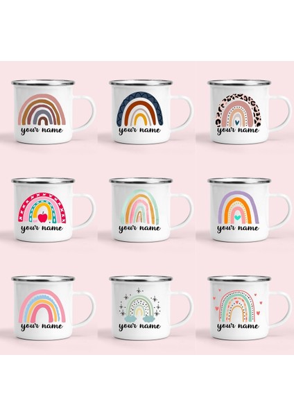 30 Kişiselleştirilmiş Gökkuşağı Kupa Çocuk Kupalar Noel / Yeni Yıl / Çocuk Günü Hediyesi Kamp Ateşi Gökkuşağı Emaye Fincan Özel Çocuk Bardak (Yurt Dışından) modelleri