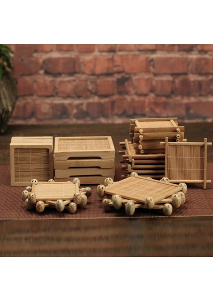 A3 (Tip 2)8.8x8.8x1 Bambu Fincan Altlığı Çok Tasarım Yalıtımlı Coaster Çay Fincanı Mat Çay Masası Dekorasyon Japonya Teaism Dekoratif (Yurt Dışından) modelleri
