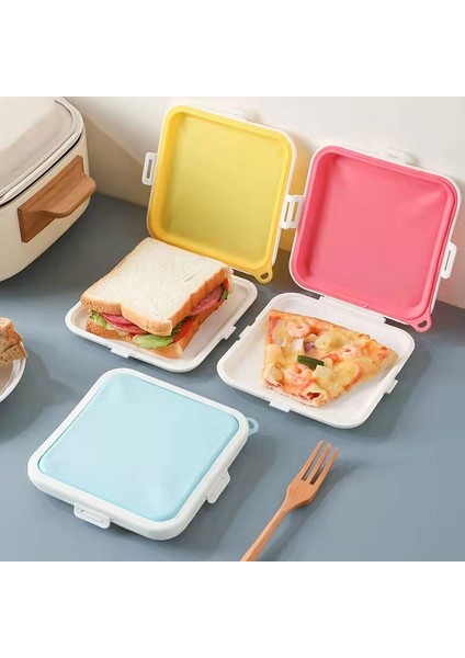 Sarı Sandviç Saklama Kutusu Silikon Öğle Yemeği Kutusu Gıda Saklama Kutusu Yeniden Kullanılabilir Mikrodalga Öğle Yemeği Kutusu Gıda Saklama Kabı Sandviç Kutuları (Yurt Dışından)