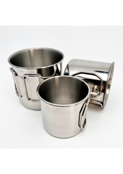 L-550ML Açık Paslanmaz Çelik 304 Su Bardağı Katlanır Kolu Taşınabilir Kalınlaşma Kamp Yürüyüş Balıkçılık Seyahat Fincan Seti Bira Kupa (Yurt Dışından)
