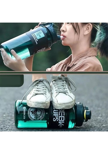 Mavi 1.7l 2 Litre Motivasyon Su Pipetli Şişe Içme Şişesi Büyük Kapasiteli Spor Sürahiler Taşınabilir Seyahat Spor Plastik Su Bardağı (Yurt Dışından) indirimleri
