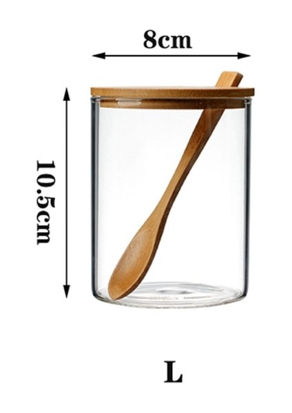 L Mutfak Baharat Aracı Cam Şişe Şeker Tuz Depolama Kavanoz Baharat Kavanoz Tahta Kaşık ile Mutfak Aksesuarları Baharat Rafı Baharat Kutusu (Yurt Dışından)