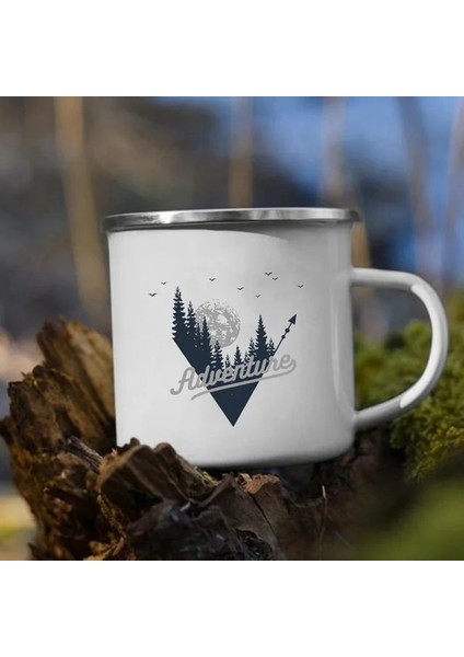 XH1015-A015WH-8 Dağ Kamp Macera Baskı Emaye Yaratıcı Kahve Su Süt Bardak Kamp Kupalar Kolu Drinkware Tatil Yürüyüş Kupa Hediyeler (Yurt Dışından)