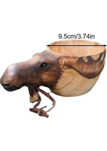 Geyik Finlandiya Kuksa Taşınabilir Kahve Kupa Kauçuk Ahşap Saplı Iki Delik Inek Derisi Halat Kanca Suyu Süt Çay Kahve Içme Bardağı Drinkware (Yurt Dışından)