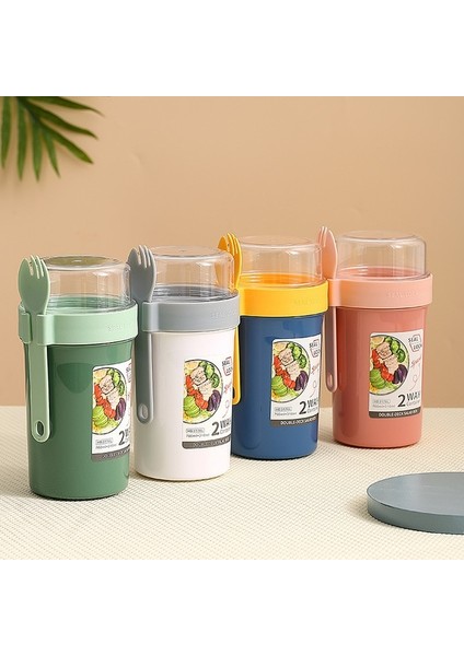 Whiteb (310ML-760ML) Kahvaltı Yulaf Ezmesi Tahıl Fındık Yoğurt Salata Bardağı Mühürlü Konteyner Seti Çatal Sos Fincan Kapağı Bento Tuppers Gıda Konik Kase Öğle Yemeği Kutusu (Yurt Dışından)