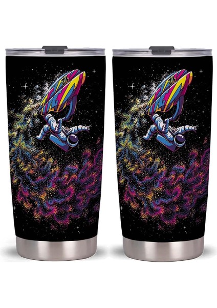 Stil 2 20 Oz Karikatür Astronot Tumbler Kapaklı Bardak, Paslanmaz Çelik Çift Duvar Vakum Termos Yalıtımlı Seyahat Kahve Kupa Oğlu Için Hediye (Yurt Dışından) fırsatları