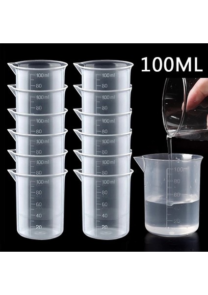 1 Adet 1/5 Adet Şeffaf Plastik Ölçüm Kabı ile Mezun 100ML Mutfak Laboratuvarı Ölçüm Aracı Ev Dıy Zanaat Karıştırma Ölçüm Kabı (Yurt Dışından)