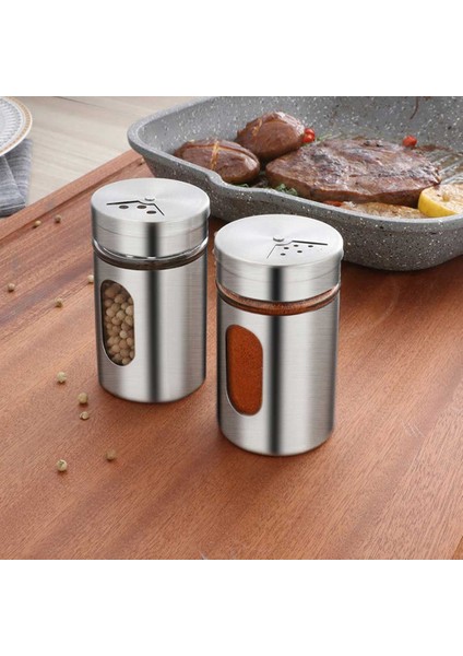 Gösterildiği Gibi Paslanmaz Çelik Baharat Çalkalayıcı Baharat Pot Kamp Barbekü Kavanoz Baharat Kavanoz Tuz Şeker Çalkalayıcı Biber Mutfak Döner Gadget (Yurt Dışından) fiyatları