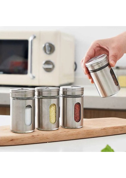 Gösterildiği Gibi Paslanmaz Çelik Baharat Çalkalayıcı Baharat Pot Kamp Barbekü Kavanoz Baharat Kavanoz Tuz Şeker Çalkalayıcı Biber Mutfak Döner Gadget (Yurt Dışından) modelleri
