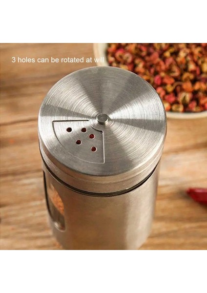 Gösterildiği Gibi Paslanmaz Çelik Baharat Çalkalayıcı Baharat Pot Kamp Barbekü Kavanoz Baharat Kavanoz Tuz Şeker Çalkalayıcı Biber Mutfak Döner Gadget (Yurt Dışından) fırsatları