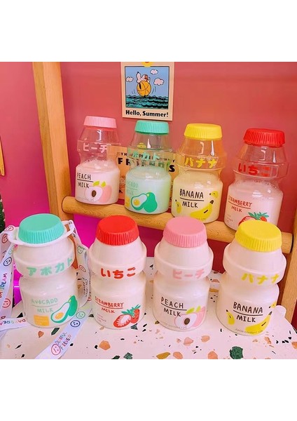 Bordo 480 ml 450 ml Yoğurt Plastik Sevimli Su Şişesi Askıları ile Karton Kawaii Tur Meyve Içme Yakult Şekli Süt Taşınabilir Çocuklar/kız/yetişkin (Yurt Dışından)