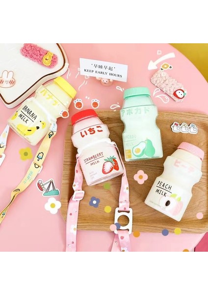 Bordo 480 ml 450 ml Yoğurt Plastik Sevimli Su Şişesi Askıları ile Karton Kawaii Tur Meyve Içme Yakult Şekli Süt Taşınabilir Çocuklar/kız/yetişkin (Yurt Dışından)